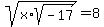 sqrt%28x%2Asqrt%28-17%29%29=8