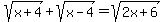 sqrt%28x%2B4%29%2Bsqrt%28x-4%29=+sqrt%282x%2B6%29