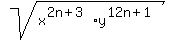 sqrt%28x%5E%282n%2B3%29%2Ay%5E%2812n%2B1%29%29