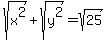 sqrt%28x%5E2%29+%2B+sqrt%28y%5E2%29+=+sqrt%2825%29