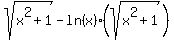 sqrt%28x%5E2%2B1%29-ln%28x%29%2A%28sqrt%28x%5E2%2B1%29%29