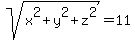 sqrt%28x%5E2%2By%5E2%2Bz%5E2%29=11