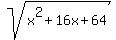 sqrt%28x%5E2+%2B16x+%2B64%29