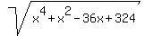 sqrt%28x%5E4+%2B+x%5E2+-+36x+%2B324%29