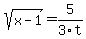 sqrt%28x-1%29+=+5%2F3t