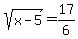 sqrt%28x-5%29=17%2F6