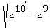 sqrt%28z%5E18%29=z%5E9