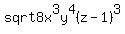 sqrt8x%5E3y%5E4%28z-1%29%5E3