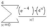 sum%28%28e%5E%28-4%29%29%284%5Ex%29%2Fx%21%2C+x+=+0%2C+4%29