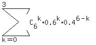 sum%28C%5B6%5D%5Ek%2A0.6%5Ek%2A0.4%5E%286-k%29%2C+k=0%2C3%29