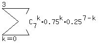 sum%28C%5B7%5D%5Ek%2A0.75%5Ek%2A0.25%5E%287-k%29%2C+k=0%2C3%29