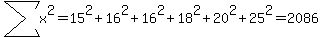 sum%28x%5E2%29=15%5E2%2B16%5E2%2B16%5E2%2B18%5E2%2B20%5E2%2B25%5E2=2086