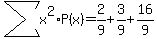 sum%28x%5E2%2AP%28x%29%29+=+2%2F9+%2B+3%2F9+%2B+16%2F9