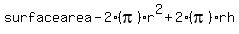 surface+area-+2%28pi%29r%5E2%2B2%28pi%29rh