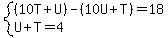 system%28%2810T%2BU%29-%2810U%2BT%29=18%2CU%2BT=4%29