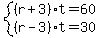 system%28%28r%2B3%29t=60%2C%28r-3%29t=30%29