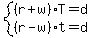 system%28%28r%2Bw%29T=d%2C%28r-w%29%2At=d+%29