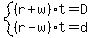 system%28%28r%2Bw%29t=D%2C%28r-w%29t=d%29