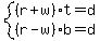 system%28%28r%2Bw%29t=d%2C%28r-w%29b=d%29