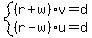 system%28%28r%2Bw%29v=d%2C%28r-w%29u=d%29