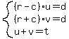 system%28%28r-c%29u=d%2C%28r%2Bc%29v=d%2Cu%2Bv=t%29