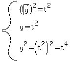 system%28%28sqrt%28y%29%29%5E2+=+t%5E2%2C+y+=+t%5E2%2C+y%5E2+=+%28t%5E2%29%5E2+=+t%5E4%29