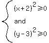 system%28%28x%2B2%29%5E2%3E=0%2C%22and%22%2C%28y-3%29%5E2%3E=0%29