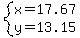 system%28+x=17.67%2C+y=13.15+%29