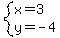 system%28+x=3%2C+y=-4+%29