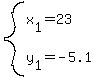 system%28+x%5B1%5D+=+23%2C+y%5B1%5D+=+-5.1+%29+
