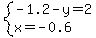 system%28-1.2-y=2%2Cx=-0.6%29