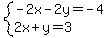 system%28-2x-2y=-4%2C2x%2By=3%29