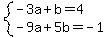system%28-3a%2Bb=4%2C-9a%2B5b=-1%29