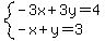 system%28-3x%2B3y=4%2C-x%2By=3%29