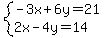 system%28-3x%2B6y=21%2C2x-4y=14%29