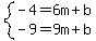 system%28-4=6m%2Bb%2C-9=9m%2Bb%29