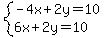 system%28-4x%2B2y=10%2C6x%2B2y=10%29
