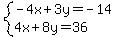 system%28-4x%2B3y=-14%2C4x%2B8y=36%29