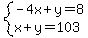 system%28-4x%2By=8%2Cx%2By=103%29