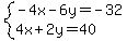 system%28-4x-6y=-32%2C4x%2B2y=40%29
