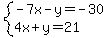 system%28-7x-y=-30%2C4x%2By=21%29