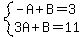 system%28-A%2BB=3%2C3A%2BB=11%29
