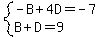 system%28-B%2B4D=-7%2CB%2BD=9%29