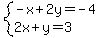 system%28-x%2B2y=-4%2C2x%2By=3%29