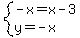 system%28-x=x-3%2Cy=-x%29