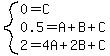system%280=C%2C0.5=A%2BB%2BC%2C2.0=4A%2B2B%2BC%29