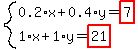 system%280.2%2Ax%2B0.4%2Ay=highlight%287%29%2C1%2Ax%2B1%2Ay=highlight%2821%29%29