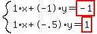 system%281%2Ax%2B-1%2Ay=highlight%28-1%29%2C1%2Ax%2B-.5%2Ay=highlight%281%29%29