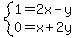 system%281=2x-y%2C0=x%2B2y%29
