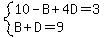 system%2810-B%2B4D=3%2CB%2BD=9%29